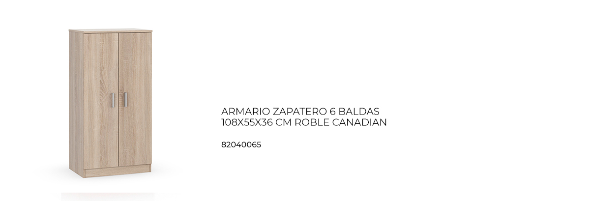 ARMARIO ZAPATERO 6 BALDAS 108X55X36 CM ROBLE CANADIAN